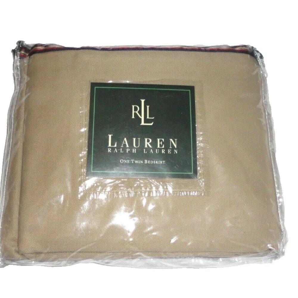 VINTAGE RALPH LAUREN TAILORED DRESS GORDON LAUNDERED CHINO TAN TWIN BEDSKIRT 14"